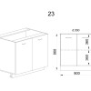 Долен модул за вграждане на мивка с две врати и рафт АРФ-Бяло фладер-04-23