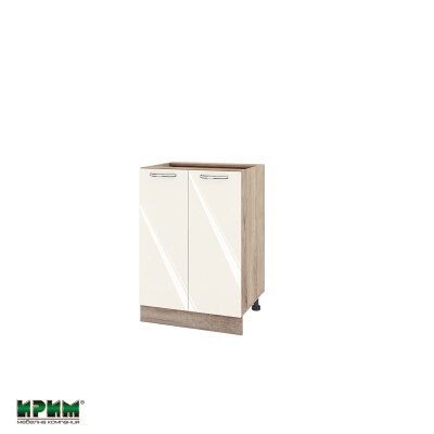 Долен модул за вграждане на мивка с две врати и рафт АРФ-Крийм гланц-06-22