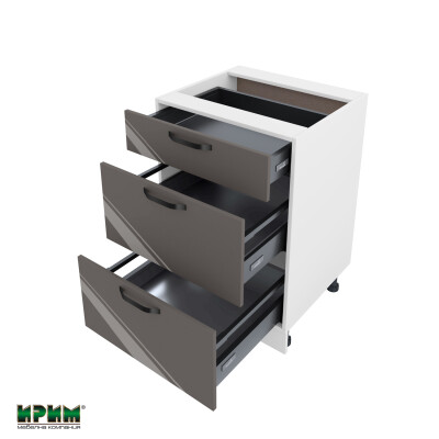 Долен модул с три чекмеджета с плавно затваряне БФ-Антрацит гланц-05-54