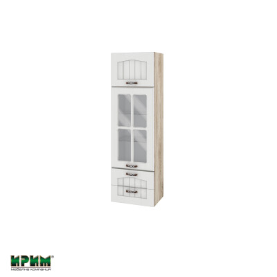 Горен модул с врата,витрина и две чекмеджета АРФ-Бяло фладер-04-101