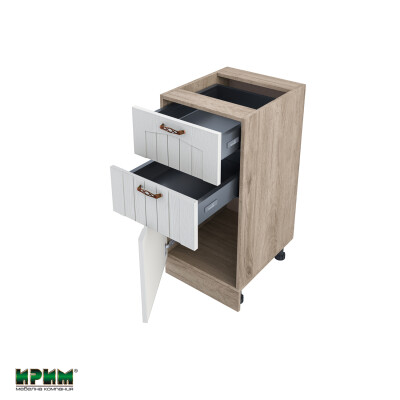 Долен модул с две чекмеджета и врата с плавно затваряне АРФ-Бяло фладер-04-73 (ляв)