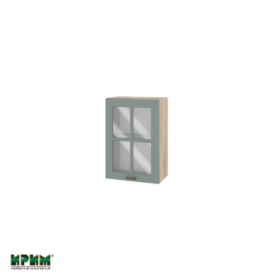 Горен модул с витринна врата и рафт АРФ-Олив мат-11-118