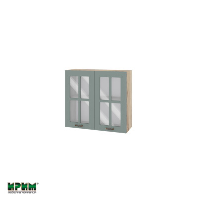 Горен модул с две витринни врати и рафт АРФ-Олив мат-11-104