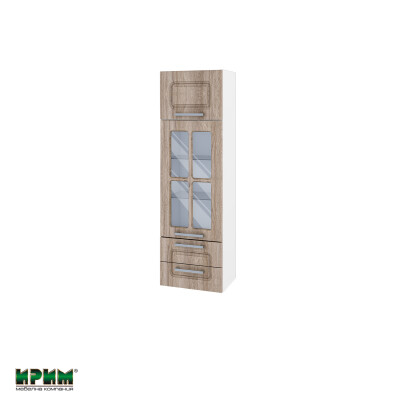 Горен модул с врата,витрина и две чекмеджета БФ-Сонома-02-101