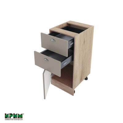 Долен модул с две чекмеджета и врата с плавно затваряне АРФ-Капучино мат-11-53