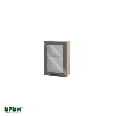 Горен модул с витринна врата и рафт АРФ-Антрацит гланц-05-218