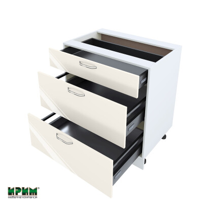 Долен модул с три чекмеджета с плавно затваряне БФ-Крийм гланц-11-55