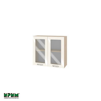 Горен модул с две витринни врати и рафт МФ-Крийм гланц-11-204