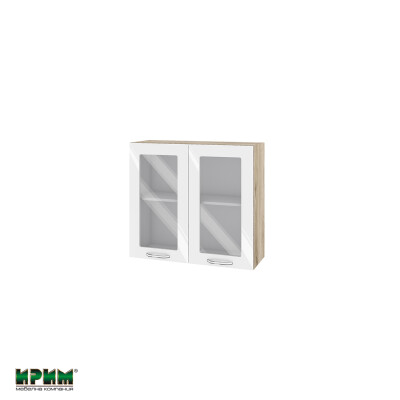 Горен модул с две витринни врати и рафт АРФ-Бяло гланц-05-104