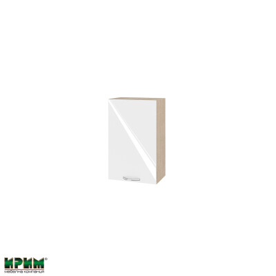 Горен модул с врата и рафт МФ-Бяло гланц-05-6