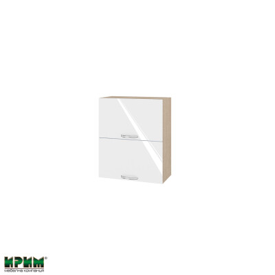 Горен модул с две хоризонтални врати МФ-Бяло гланц-05-11