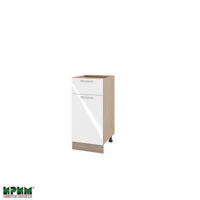 Долен модул с чекмедже,врата и рафт МФ-Бяло гланц-05-24