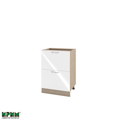 Долен модул с две чекмеджета МФ-Бяло гланц-05-44