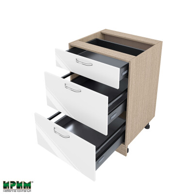 Долен модул с три чекмеджета с плавно затваряне МФ-Бяло гланц-05-54