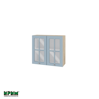 Горен модул с две витринни врати и рафт АРФ-Деним мат-06-104
