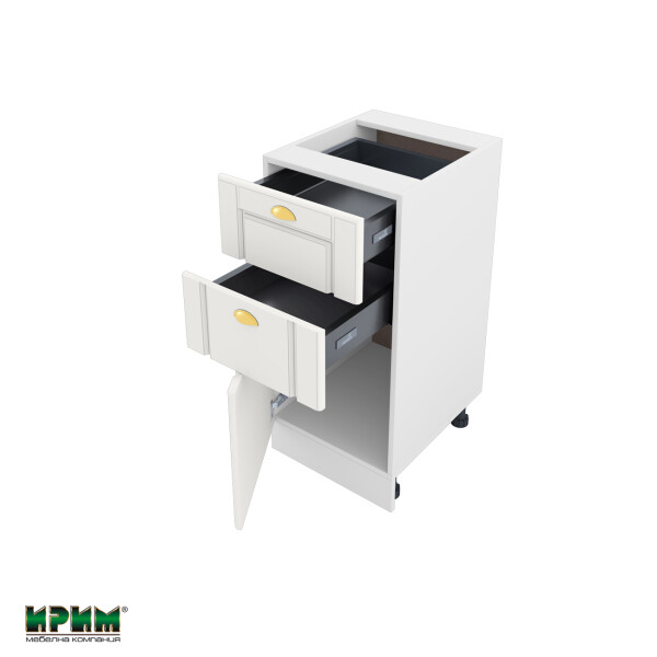 Долен модул с две чекмеджета и врата БФ-Бяло мат-09-73 (ляв)