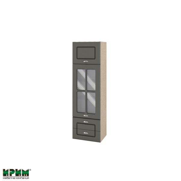 Горен модул с врата,витрина и две чекмеджета МФ-Цимент мат-06-101