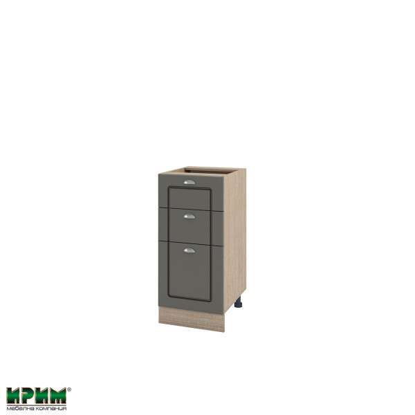 Долен модул с 2 чекмеджета,врата и рафт МФ-Цимент мат-06-27 (десен)