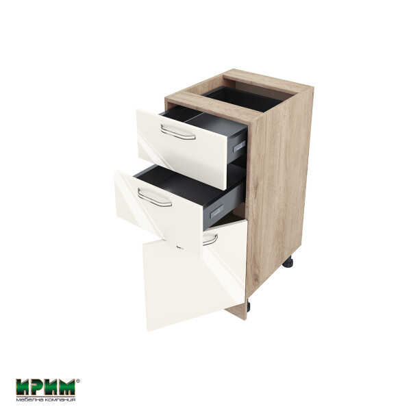 Долен модул с две чекмеджета и врата АРФ-Крийм гланц-06-53