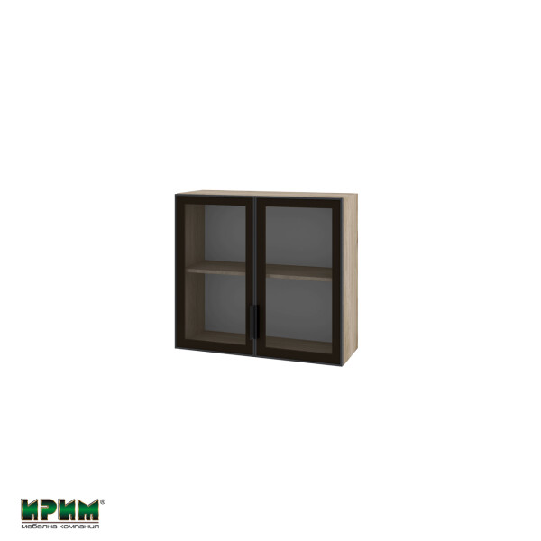 Горен модул с две стъклени врати и рафт Алу глас и рафт АРАЛ - 119