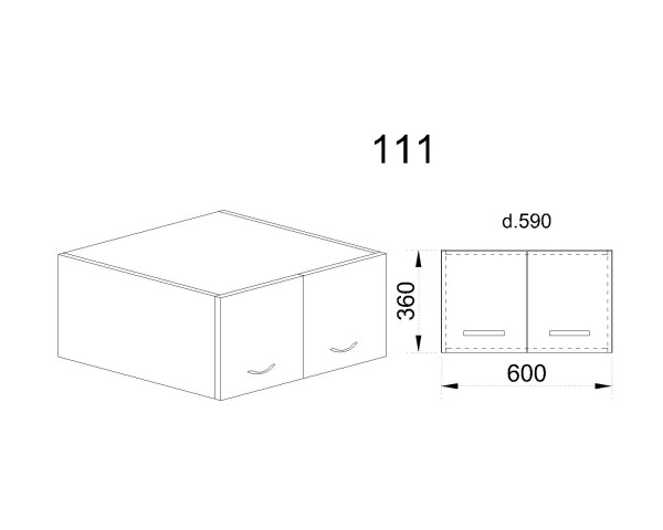 Горен модул с две врати БФ-Бяло гланц-05-111
