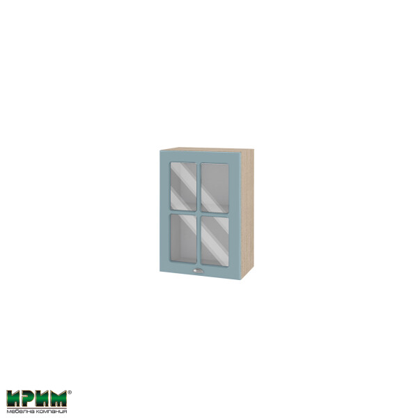 Горен модул с витринна врата и рафт МФ-Деним мат-06-118