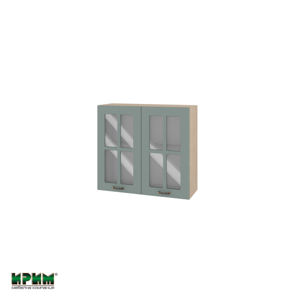 Горен модул с две витринни врати и рафт МФ-Олив мат-11-104