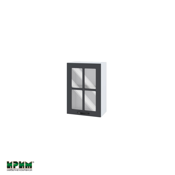 Горен модул с витринна врата и рафт БФ-Карбон мат-11-118