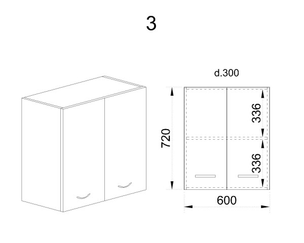 Горен модул с две врати и рафт БФ-Дъб натурал-06-3