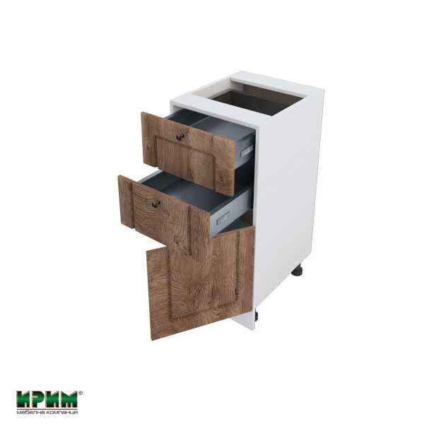 Долен модул с две чекмеджета и врата с плавно затваряне БФ-Дъб натурал-06-53 (десен)