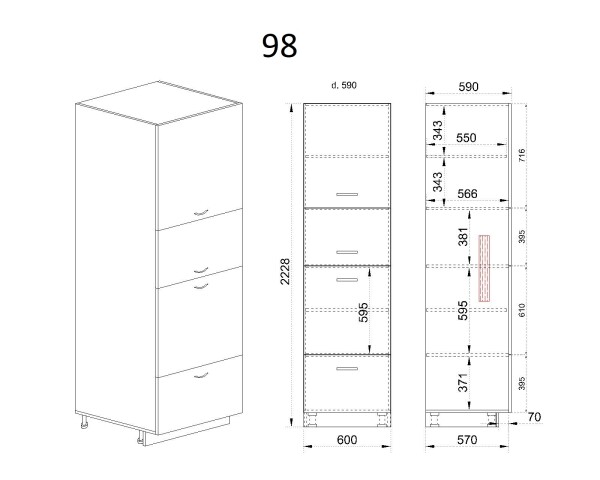 Колонен модул четири врати БФ-Бяло фладер-04-98 (ляв)