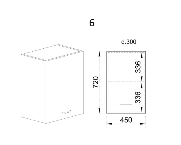 Горен модул с врата и рафт АРФ-Олив мат-11-6