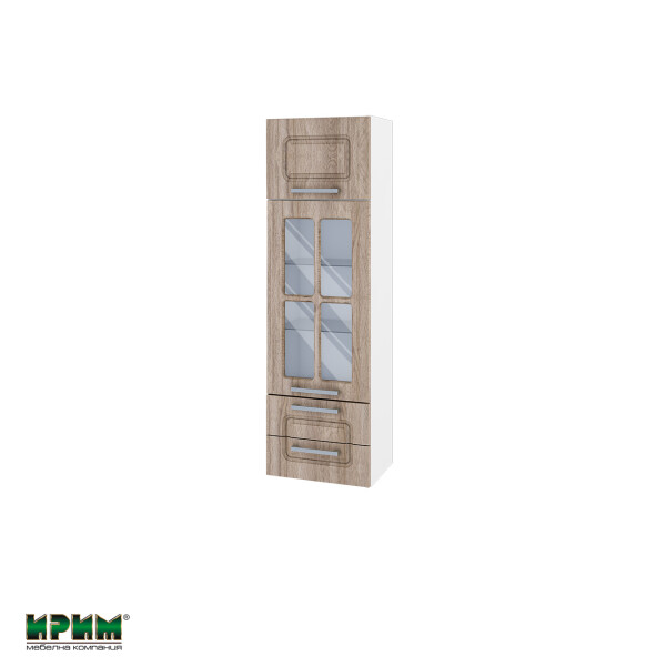 Горен модул с врата,витрина и две чекмеджета БФ-Сонома-02-101