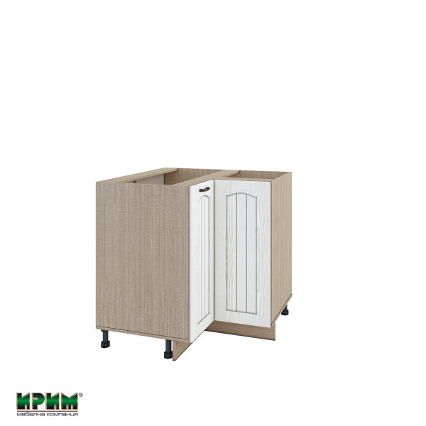 Долен модул ъглов с две врати и рафт МФ-Бяло фладер-04-61 (десен)