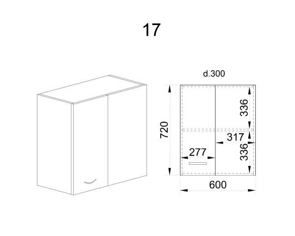 Горен модул за ъгъл с врата и рафт АРФ-Карбон мат-11-17