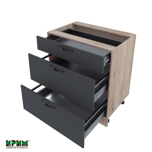 Долен модул с три чекмеджета с плавно затваряне АРФ-Карбон мат-11-55