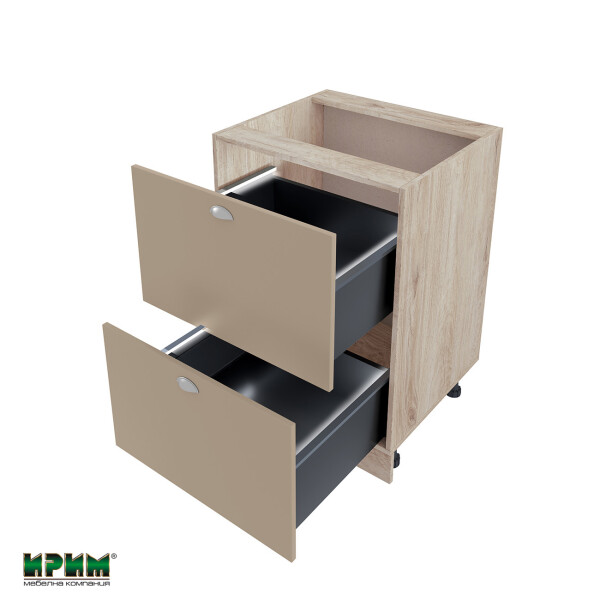 Долен модул с две чекмеджета с плавно затваряне и LED осветление АРФ-Капучино мат-11-72