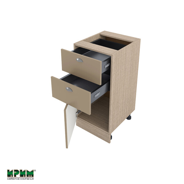 Долен модул с две чекмеджета и врата с плавно затваряне МФ-Капучино мат-11-53