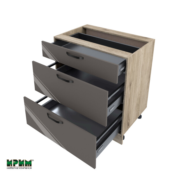 Долен модул с три чекмеджета с плавно затваряне АРФ-Антрацит гланц-05-55