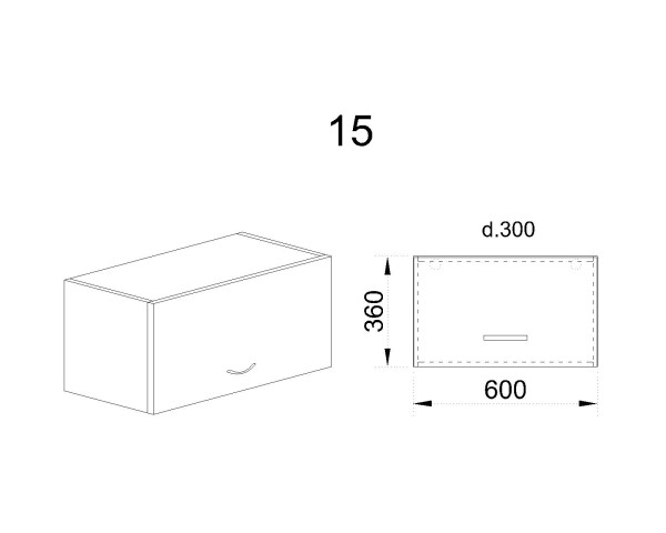 Горен модул с хоризонтална врата МФ-Антрацит гланц-05-15