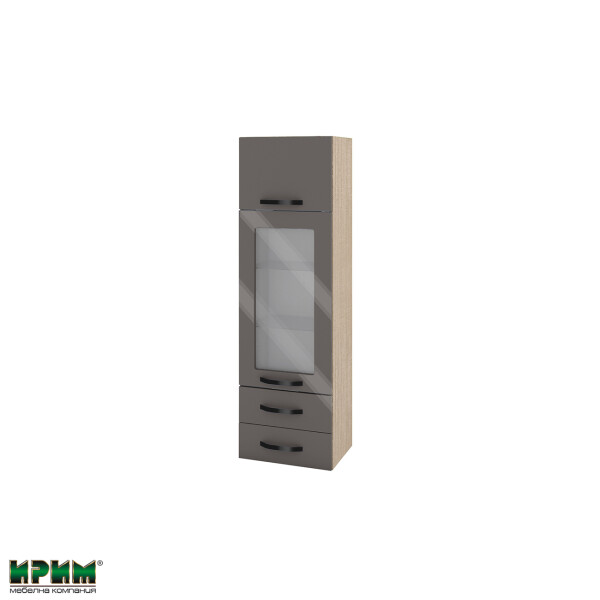 Горен модул с врата,витрина и две чекмеджета МФ-Антрацит гланц-05-101