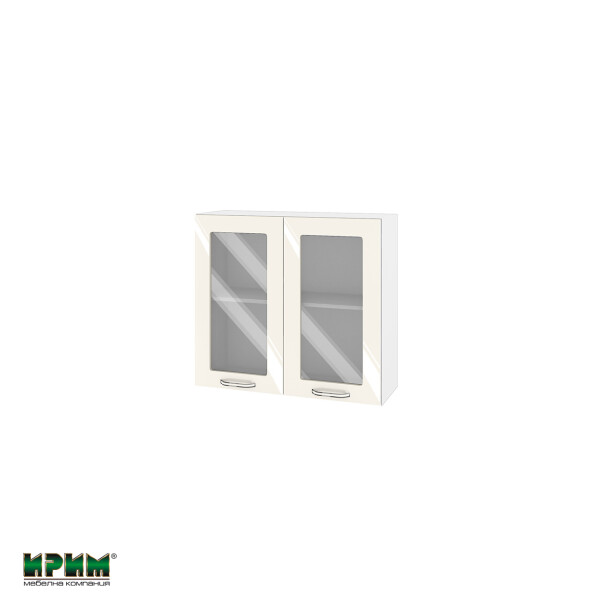 Горен модул с две витринни врати и рафт БФ-Крийм гланц-11-204