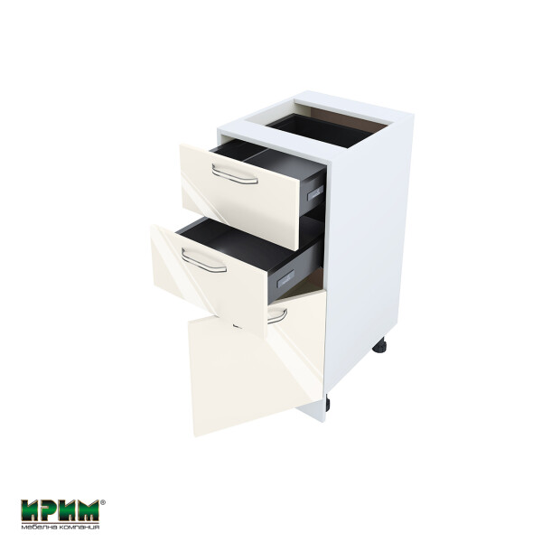 Долен модул с две чекмеджета и врата с плавно затваряне БФ-Крийм гланц-11-53