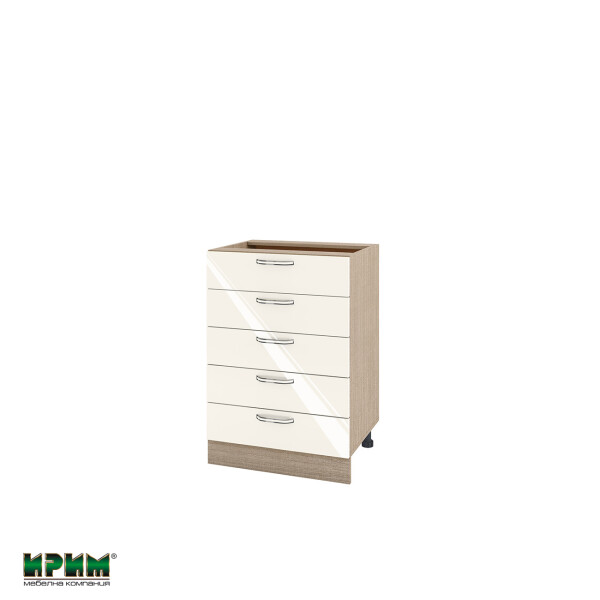 Долен модул с пет чекмеджета МФ-Крийм гланц-11-29