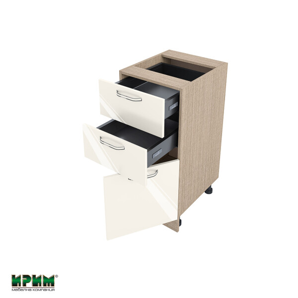 Долен модул с две чекмеджета и врата с плавно затваряне МФ-Крийм гланц-11-53