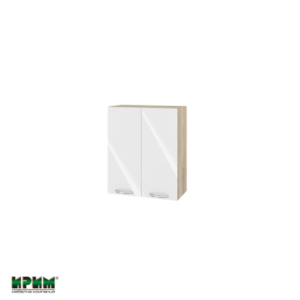 Горен модул с две врати и рафт АРФ-Бяло гланц-05-3