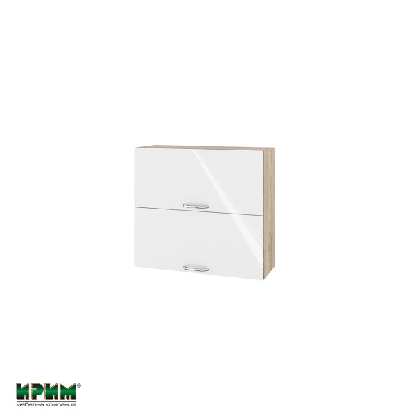 Горен модул с две хоризонтални врати АРФ-Бяло гланц-05-12