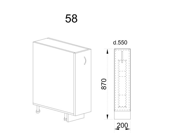 Долен модул бутилиера с плавно затваряне АРФ-Бяло гланц-05-58