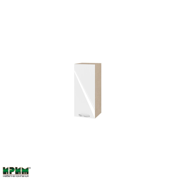 Горен модул с врата и рафт МФ-Бяло гланц-05-1