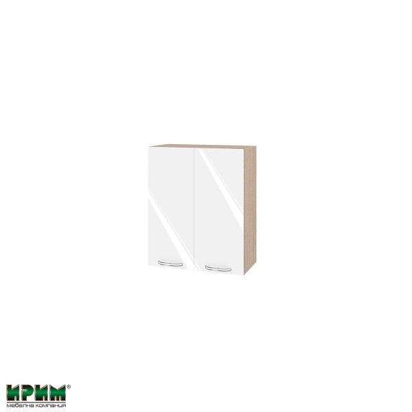 Горен модул с две врати и рафт МФ-Бяло гланц-05-3